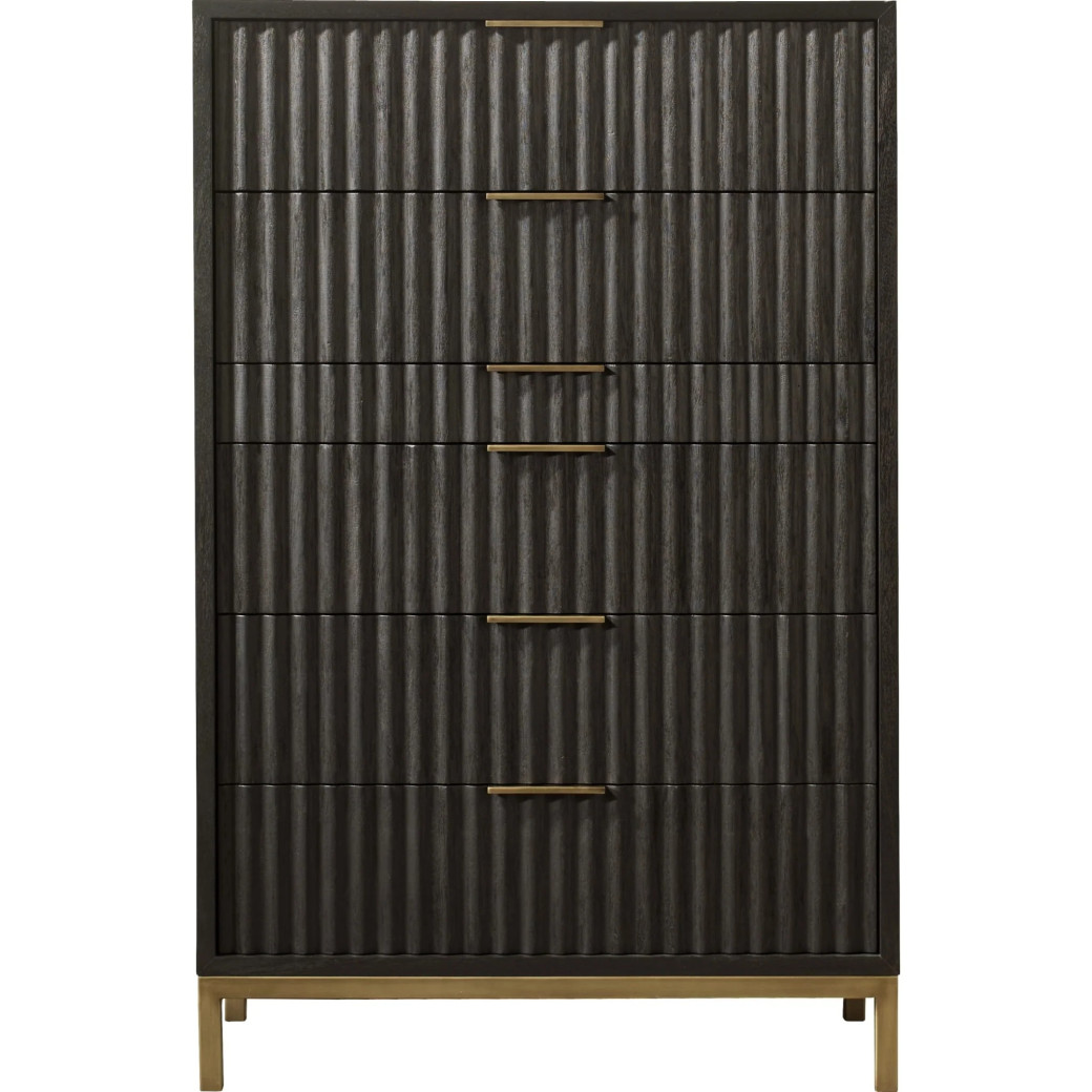 5PC Full Size Bedroom Set Contemporary Style in Black Drifted Oak Finish – Kentfield Collection by Modus Furniture
