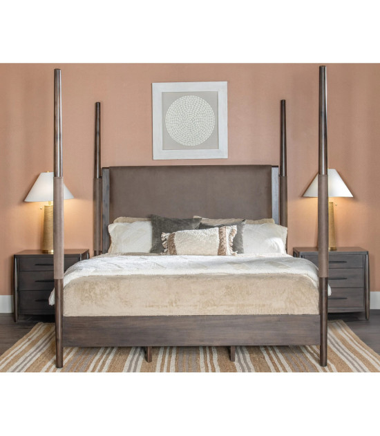 5PC Queen Size Poster Bed Set – Contemporary Style in Deep Rich Black | Koko Collection by Modus Furniture