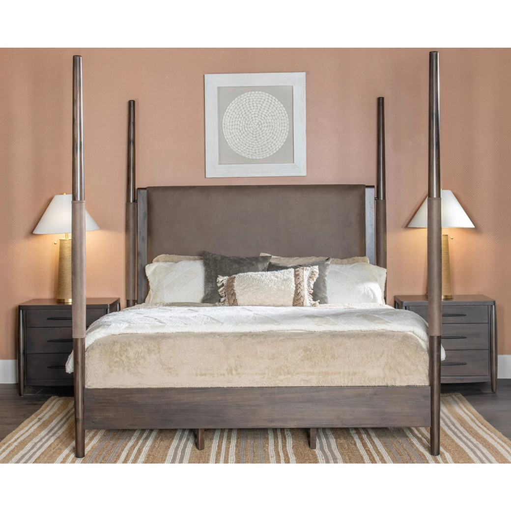 5PC Queen Size Poster Bed Set – Contemporary Style in Deep Rich Black | Koko Collection by Modus Furniture