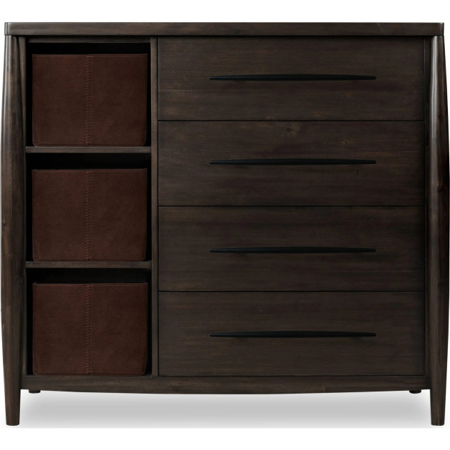 5PC Queen Size Poster Bed Set – Contemporary Style in Deep Rich Black | Koko Collection by Modus Furniture