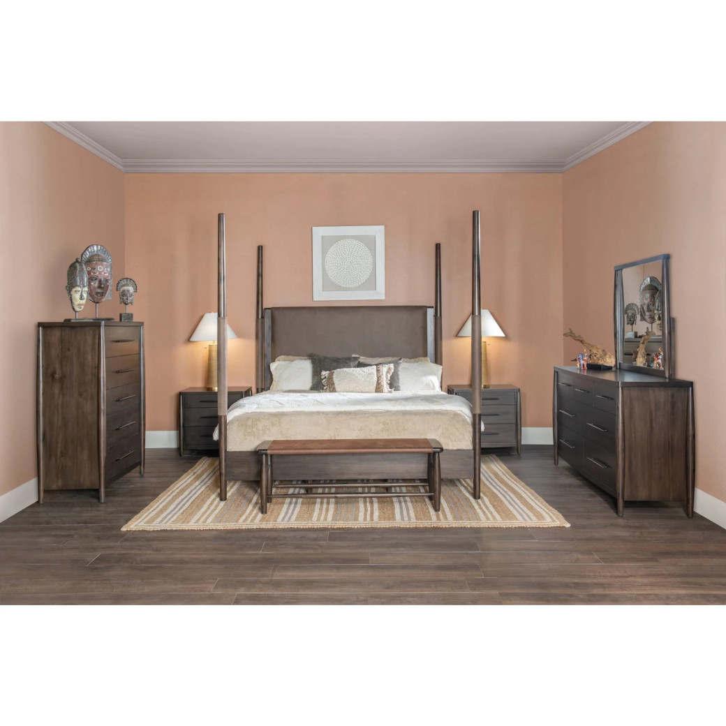 5PC Queen Size Poster Bed Set – Contemporary Style in Deep Rich Black | Koko Collection by Modus Furniture