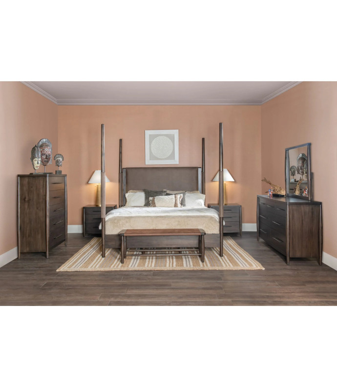 5PC Queen Size Poster Bed Set – Contemporary Style in Deep Rich Black | Koko Collection by Modus Furniture
