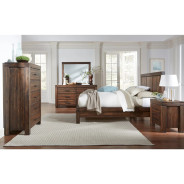 5-Piece Full-Size Bedroom Set – Rustic Modern Style in Brick Brown Finish | Meadow Collection by Modus Furniture