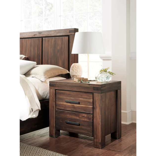 5-Piece Full-Size Bedroom Set – Rustic Modern Style in Brick Brown Finish | Meadow Collection by Modus Furniture