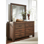 5-Piece Full-Size Bedroom Set – Rustic Modern Style in Brick Brown Finish | Meadow Collection by Modus Furniture