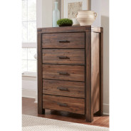 5-Piece Full-Size Bedroom Set – Rustic Modern Style in Brick Brown Finish | Meadow Collection by Modus Furniture