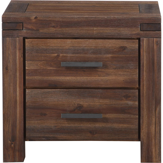 5-Piece Full-Size Bedroom Set – Rustic Modern Style in Brick Brown Finish | Meadow Collection by Modus Furniture