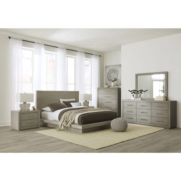 5Pc Full Size Bedroom Set in Light Gray – Rustic Modern Melbourne Collection by Modus Furniture