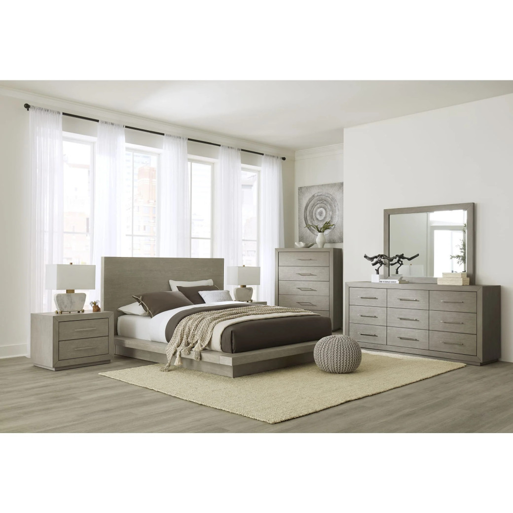 5Pc Full Size Bedroom Set in Light Gray – Rustic Modern Melbourne Collection by Modus Furniture