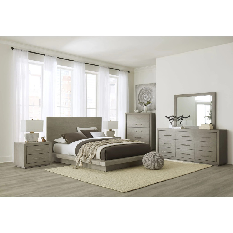 5Pc Full Size Bedroom Set in Light Gray – Rustic Modern Melbourne Collection by Modus Furniture