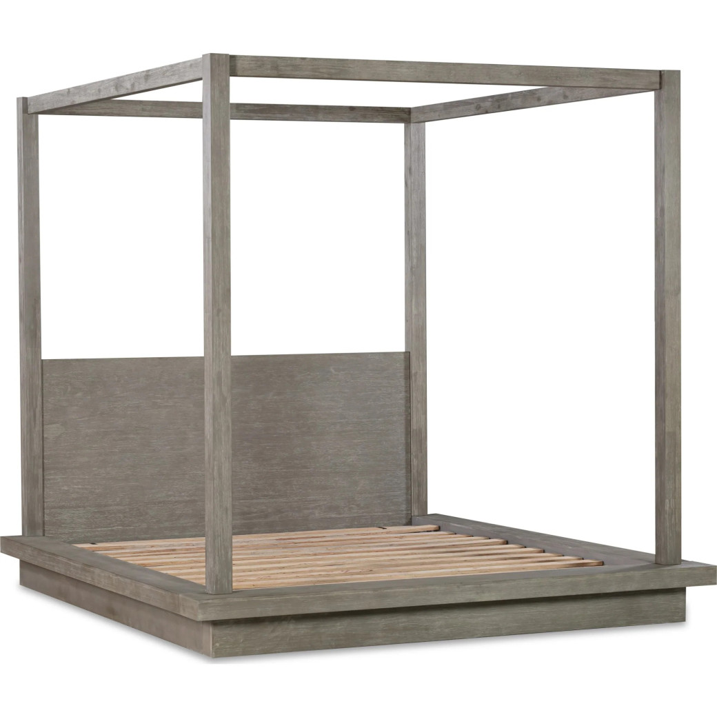 5Pc Full Size Canopy Bedroom Set in Light Gray – Rustic Modern Melbourne Collection by Modus Furniture
