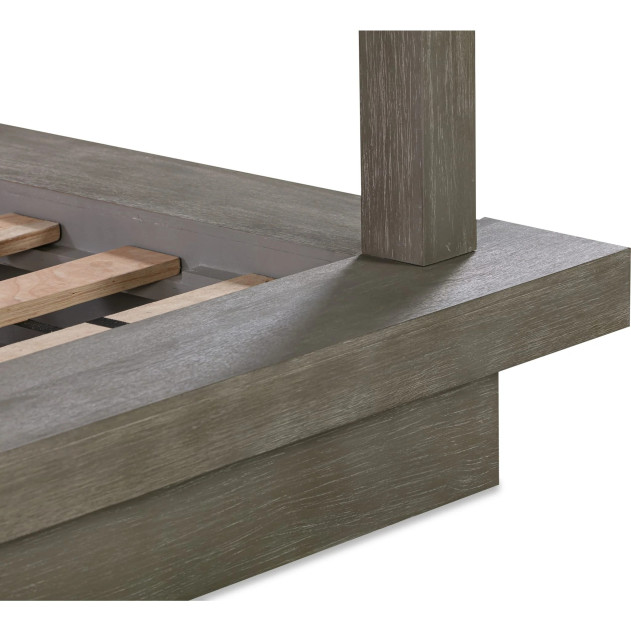 5Pc Full Size Canopy Bedroom Set in Light Gray – Rustic Modern Melbourne Collection by Modus Furniture