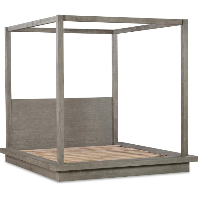 5Pc Full Size Canopy Bedroom Set in Light Gray – Rustic Modern Melbourne Collection by Modus Furniture
