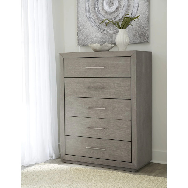 5Pc Full Size Canopy Bedroom Set in Light Gray – Rustic Modern Melbourne Collection by Modus Furniture