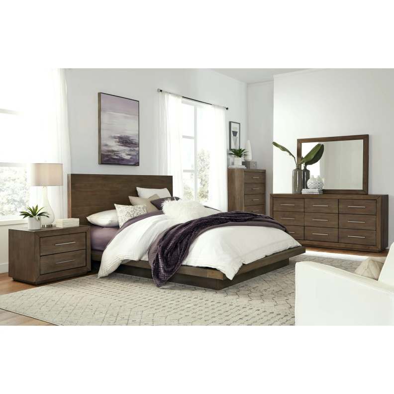 5PC Full Size Bedroom Set Rustic Modern Style in Dark Pine .Melbourne Collection By Modus Furniture