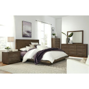 5PC Full Size Bedroom Set Rustic Modern Style in Dark Pine .Melbourne Collection By Modus Furniture