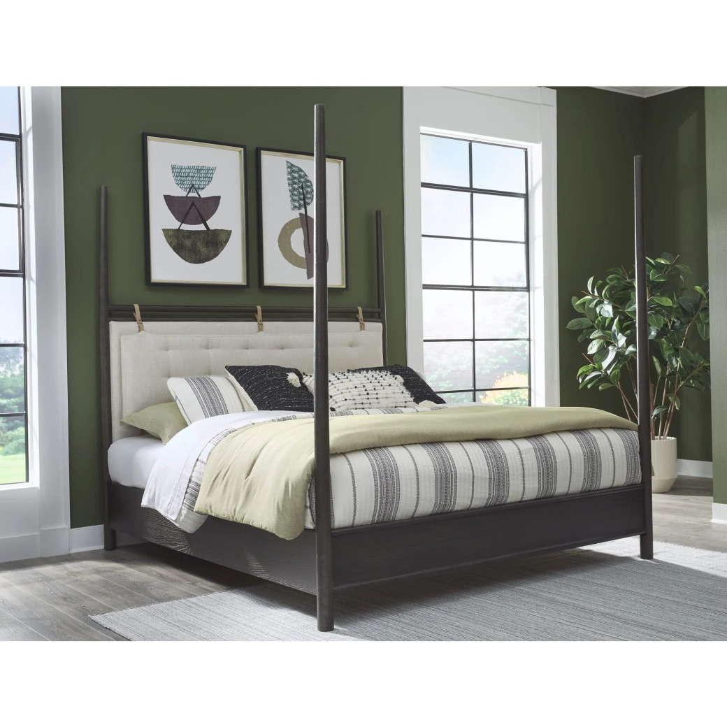 5Pc Full Size Poster Bed Set in Yin & Turtle Dove Linen – Rockport Collection by Modus Furniture