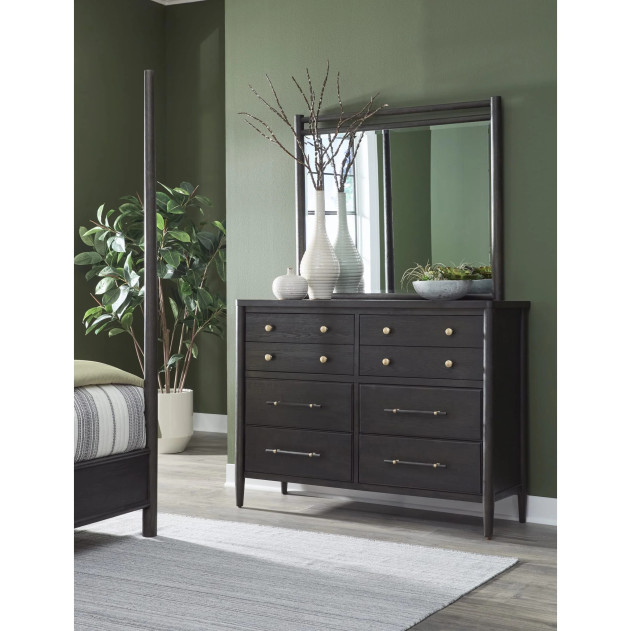 5-Piece Queen Bedroom Set – Rockport Collection Modern Farmhouse Style in Yin & Turtle Dove Linen by Modus Furniture