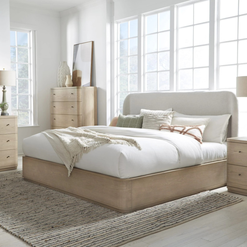 5-Piece Full Upholstered Platform Bed Set – Penny Collection Contemporary Style by Modus Furniture