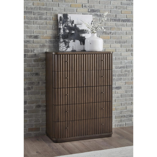5-Piece Full Fluted Bedroom Set – Penny Collection Contemporary Style by Modus Furniture