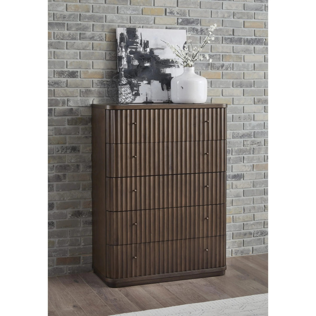 5-Piece Full Fluted Bedroom Set – Penny Collection Contemporary Style by Modus Furniture