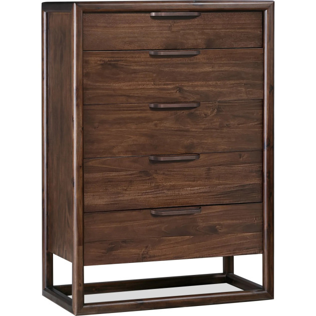 5-Piece Full Bedroom Set – Sol Collection Contemporary Style in Brown Spice Finish by Modus Furniture