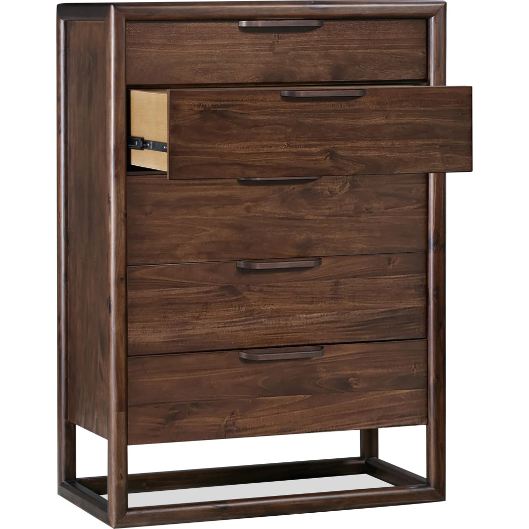 5-Piece Full Bedroom Set – Sol Collection Contemporary Style in Brown Spice Finish by Modus Furniture