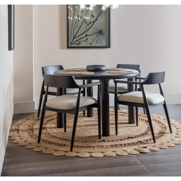 5Pc Round Dining Set in solid Mango wood in Honey Date Finish Contemporary Style By Modus Furniture