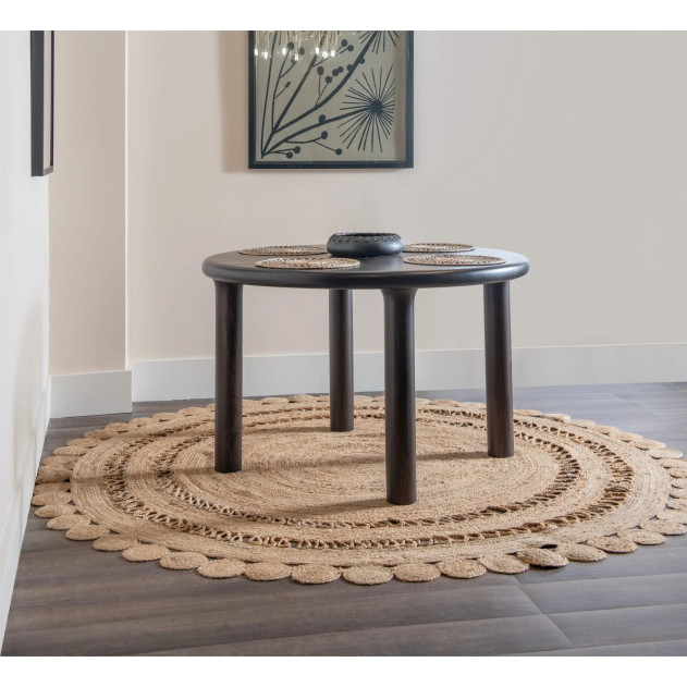 5Pc Round Dining Set in solid Mango wood in Honey Date Finish Contemporary Style By Modus Furniture