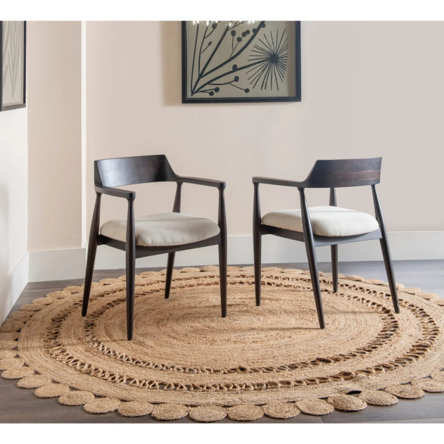 5Pc Round Dining Set in solid Mango wood in Honey Date Finish Contemporary Style By Modus Furniture