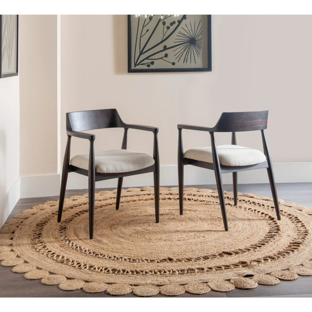 5Pc Round Dining Set in solid Mango wood in Honey Date Finish Contemporary Style By Modus Furniture