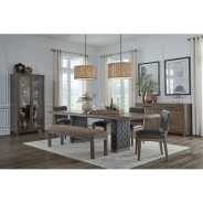 Arden 6-Piece Mid-Century Modern Dining Set – 84/102" Extending Table, 4 Upholstered Chairs & Bench by Modus Furniture