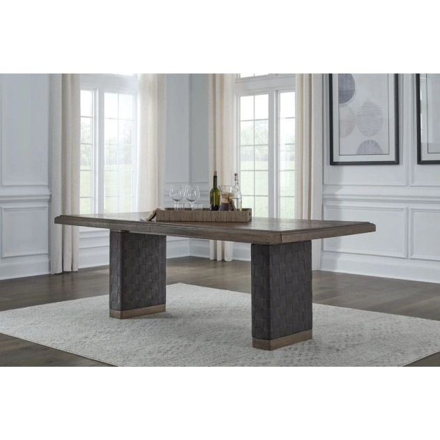 Arden 6-Piece Mid-Century Modern Dining Set – 84/102" Extending Table, 4 Upholstered Chairs & Bench by Modus Furniture