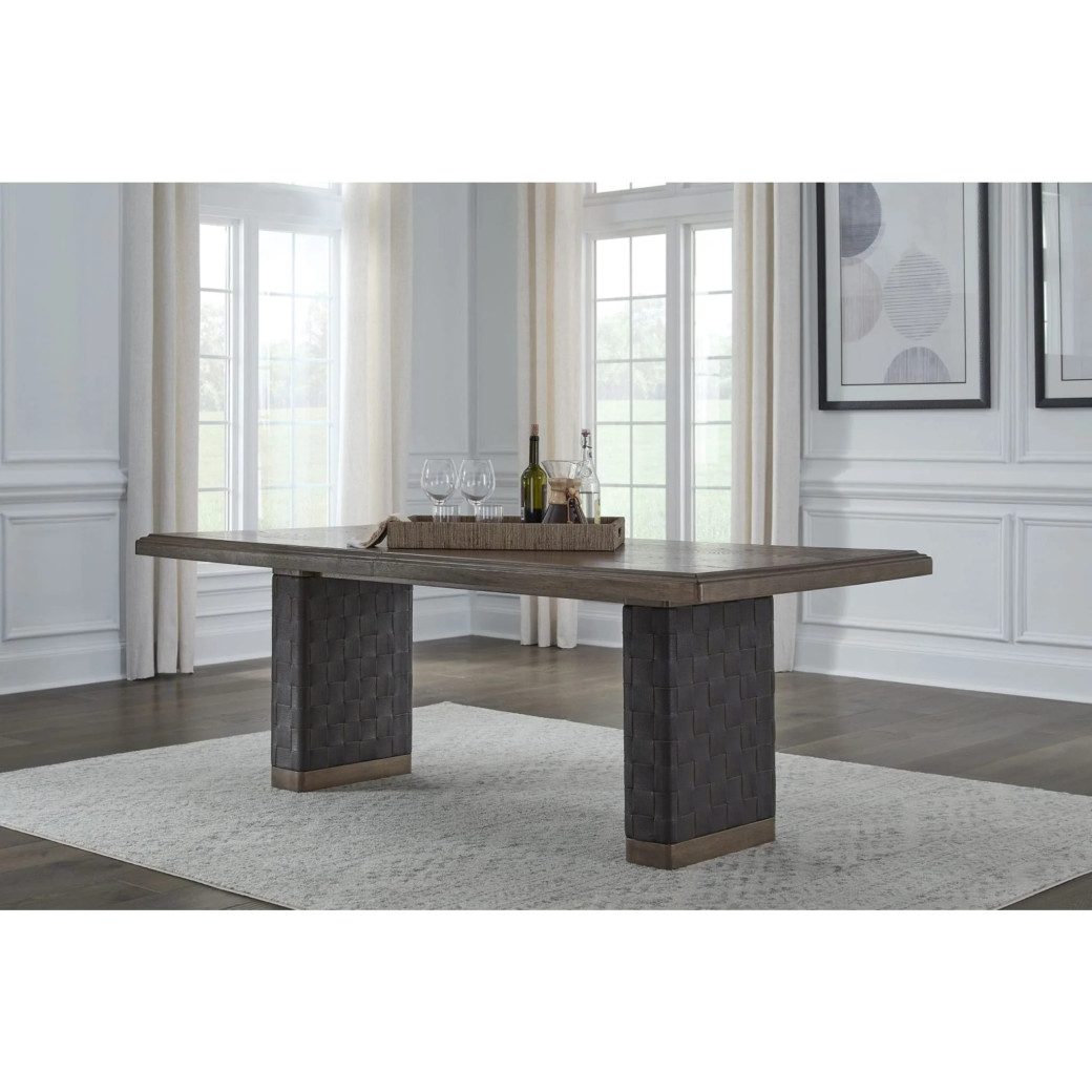Arden 6-Piece Mid-Century Modern Dining Set – 84/102" Extending Table, 4 Upholstered Chairs & Bench by Modus Furniture