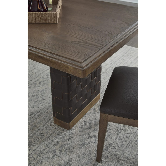 Arden 6-Piece Mid-Century Modern Dining Set – 84/102" Extending Table, 4 Upholstered Chairs & Bench by Modus Furniture