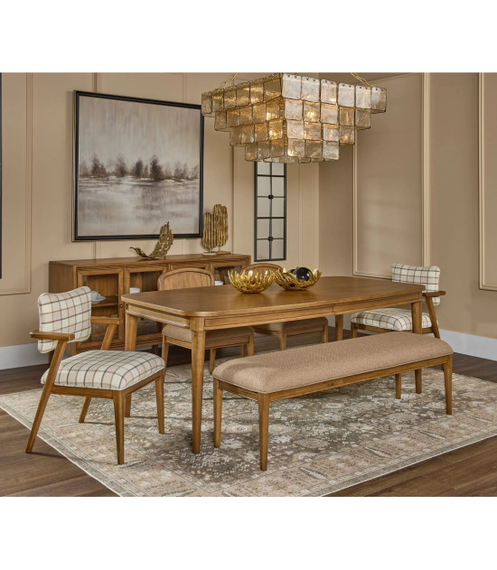 Carlisle 6-Piece Farmhouse Dining Set – Leg Dining Table, 2 Arm Chairs, 2 Side Chairs & Bench by Modus Furniture