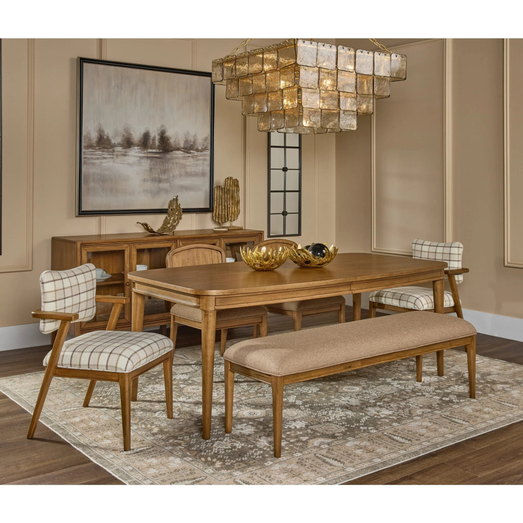 Carlisle 6-Piece Farmhouse Dining Set – Leg Dining Table, 2 Arm Chairs, 2 Side Chairs & Bench by Modus Furniture