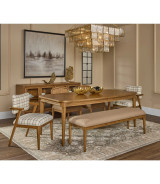 Carlisle 6-Piece Farmhouse Dining Set – Leg Dining Table, 2 Arm Chairs, 2 Side Chairs & Bench by Modus Furniture