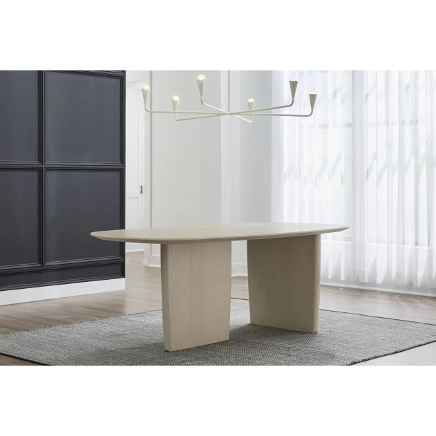 Liv 5-Piece Dining Set – Japandi Style, Oval Ash Wood Table, White Sand Finish by Modus Furniture