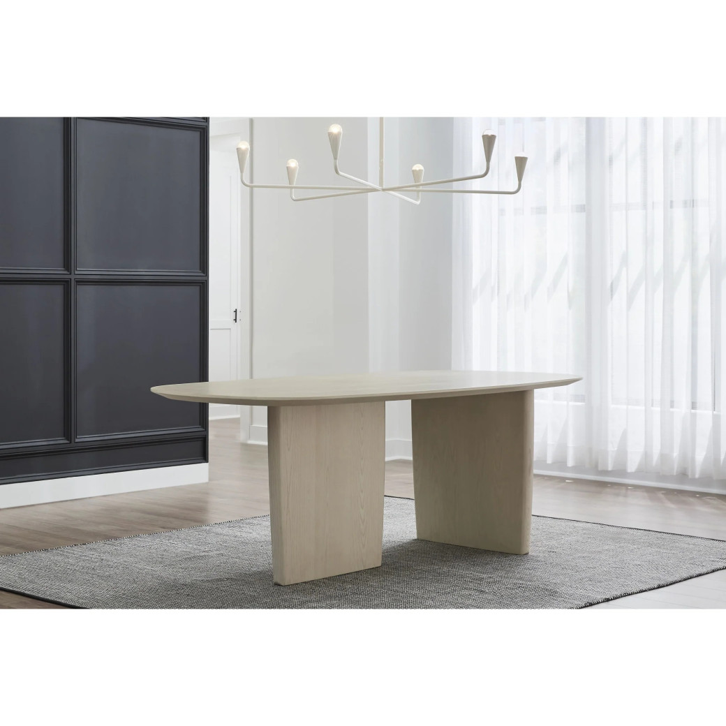 Liv 5-Piece Dining Set – Japandi Style, Oval Ash Wood Table, White Sand Finish by Modus Furniture