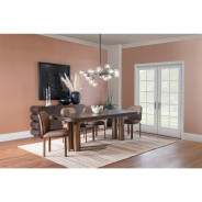 Mataranka 7-Piece Contemporary Dining Set – Rectangular Table, 6 Chairs, Bistre & Brushed Golden Finish by Modus Furniture