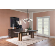Mataranka 7-Piece Contemporary Dining Set – Rectangular Table, 6 Chairs, Bistre & Brushed Golden Finish by Modus Furniture