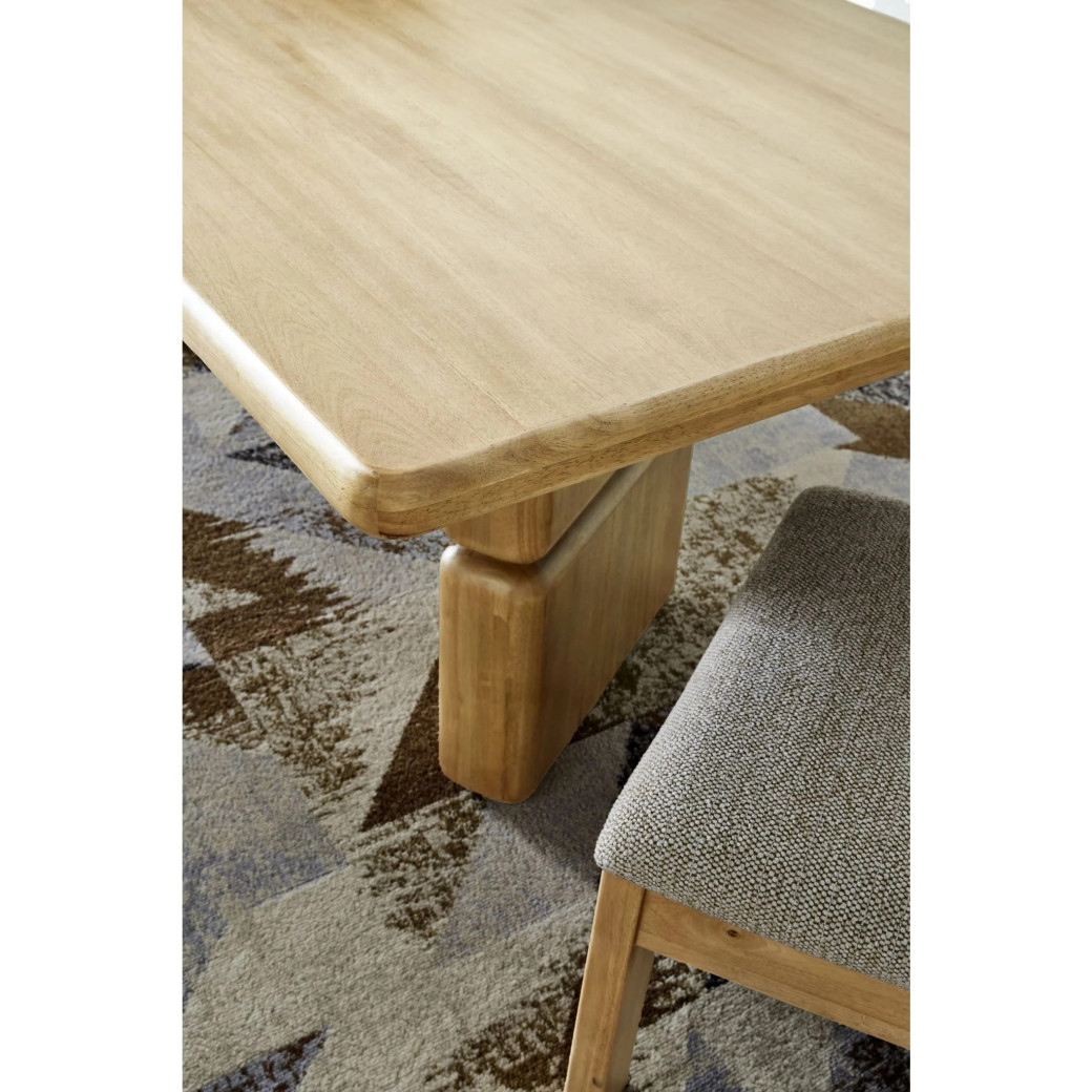 Nia 6-Piece Transitional Dining Set – Rectangular Acacia Wood Table, 4 Chairs & Bench, Lioness Finish by Modus Furniture