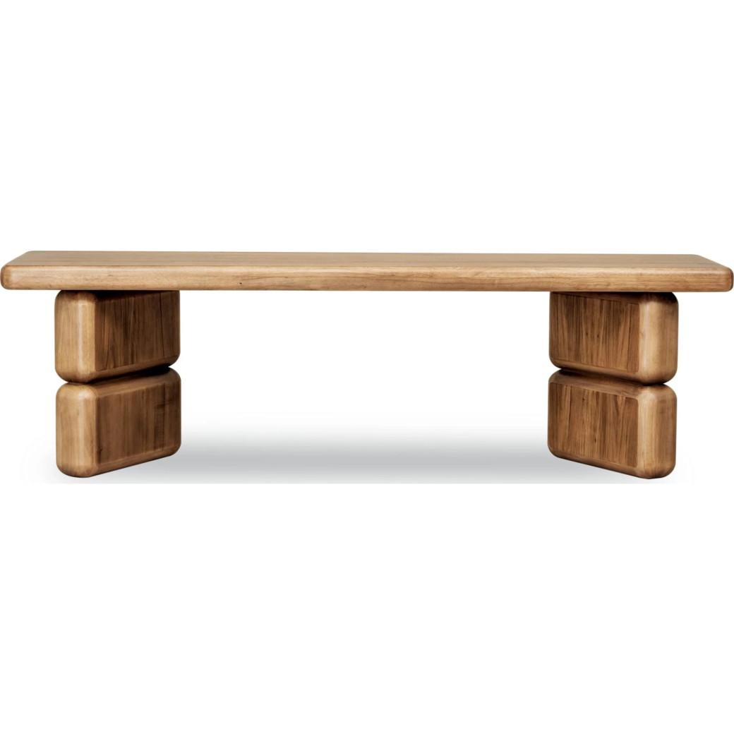 Nia 6-Piece Transitional Dining Set – Rectangular Acacia Wood Table, 4 Chairs & Bench, Lioness Finish by Modus Furniture