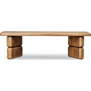 Nia 6-Piece Transitional Dining Set – Rectangular Acacia Wood Table, 4 Chairs & Bench, Lioness Finish by Modus Furniture