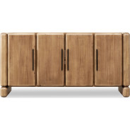 Nia 6-Piece Transitional Dining Set – Rectangular Acacia Wood Table, 4 Chairs & Bench, Lioness Finish by Modus Furniture