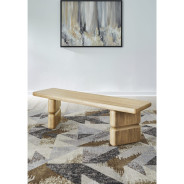 Nia 6-Piece Transitional Dining Set – Rectangular Acacia Wood Table, 4 Chairs & Bench, Lioness Finish by Modus Furniture