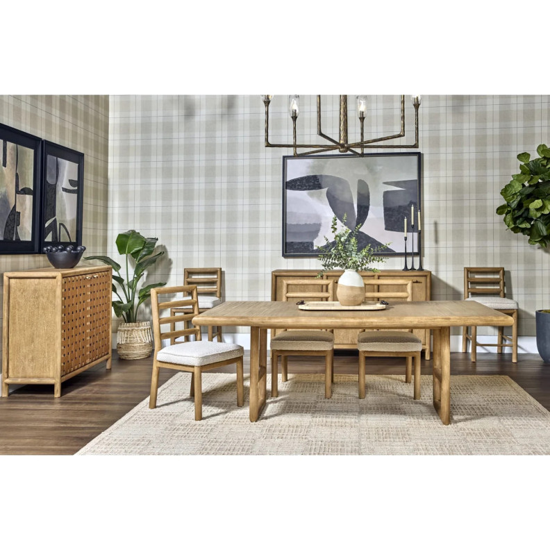 Dorsey 7-Piece Contemporary Dining Set – Table & 6 Chairs, Light Brown Finish by Modus Furniture