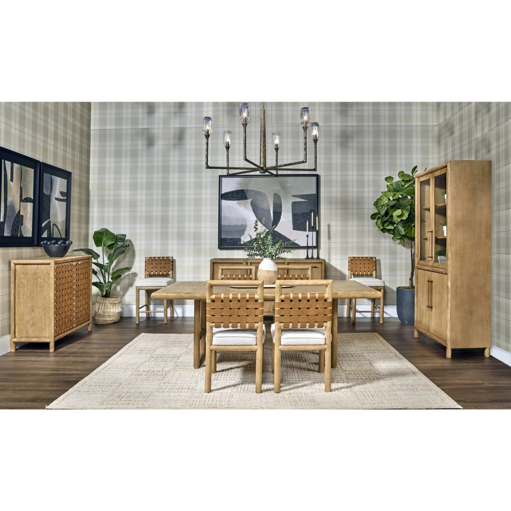 Dorsey 7-Piece Contemporary Dining Set – Table & 6 Chairs, Light Brown Finish by Modus Furniture