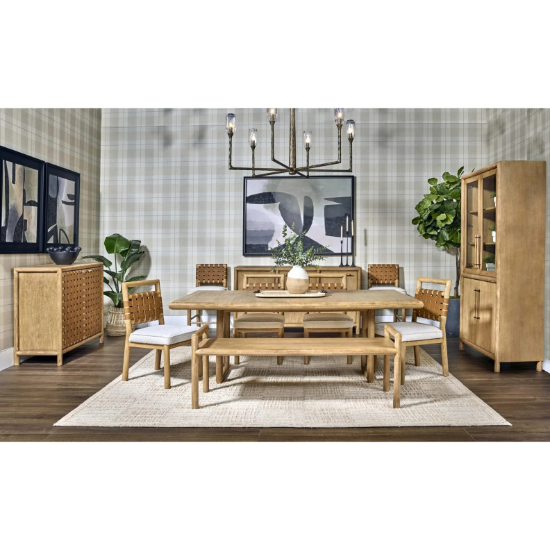 Dorsey 6-Piece Contemporary Dining Set – Table, 4 Chairs & Bench, Light Brown Finish by Modus Furniture